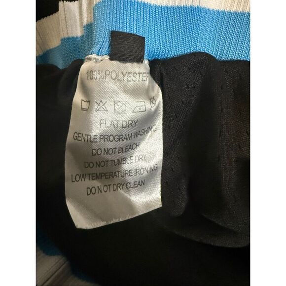 Men's Striped Trim #13 Mesh Perforated Sports Basketball Shorts Black Blue Small - Picture 8 of 11